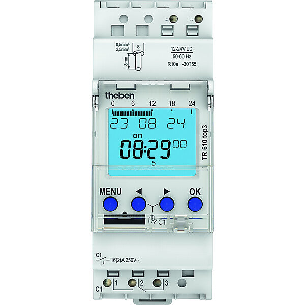 Theben Dig. Zeitschaltuhr 12-24 V Astroprogr., 1 Kanal TR 610 top3 12-24V